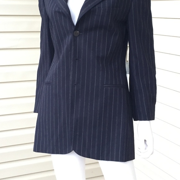 Ralph Lauren pinstriped blazer navy wool blend 4 - Picture 3 of 8